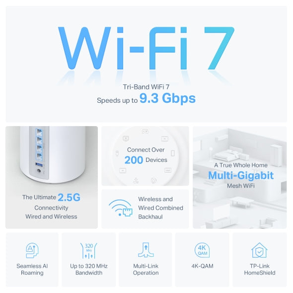 Deco BE9300 Whole Home Mesh WiFi 7 System - 3pk | DECOBE653PK