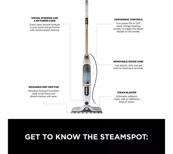 Shark SteamSpot with Steam Blaster Technology - White | S2001UK