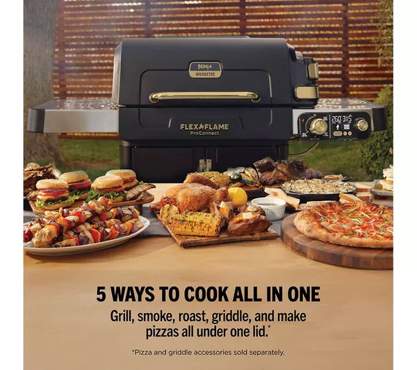 Ninja FlexFlame ProConnect Gas BBQ & Outdoor Cooking System - Black & Gold | PG305UK