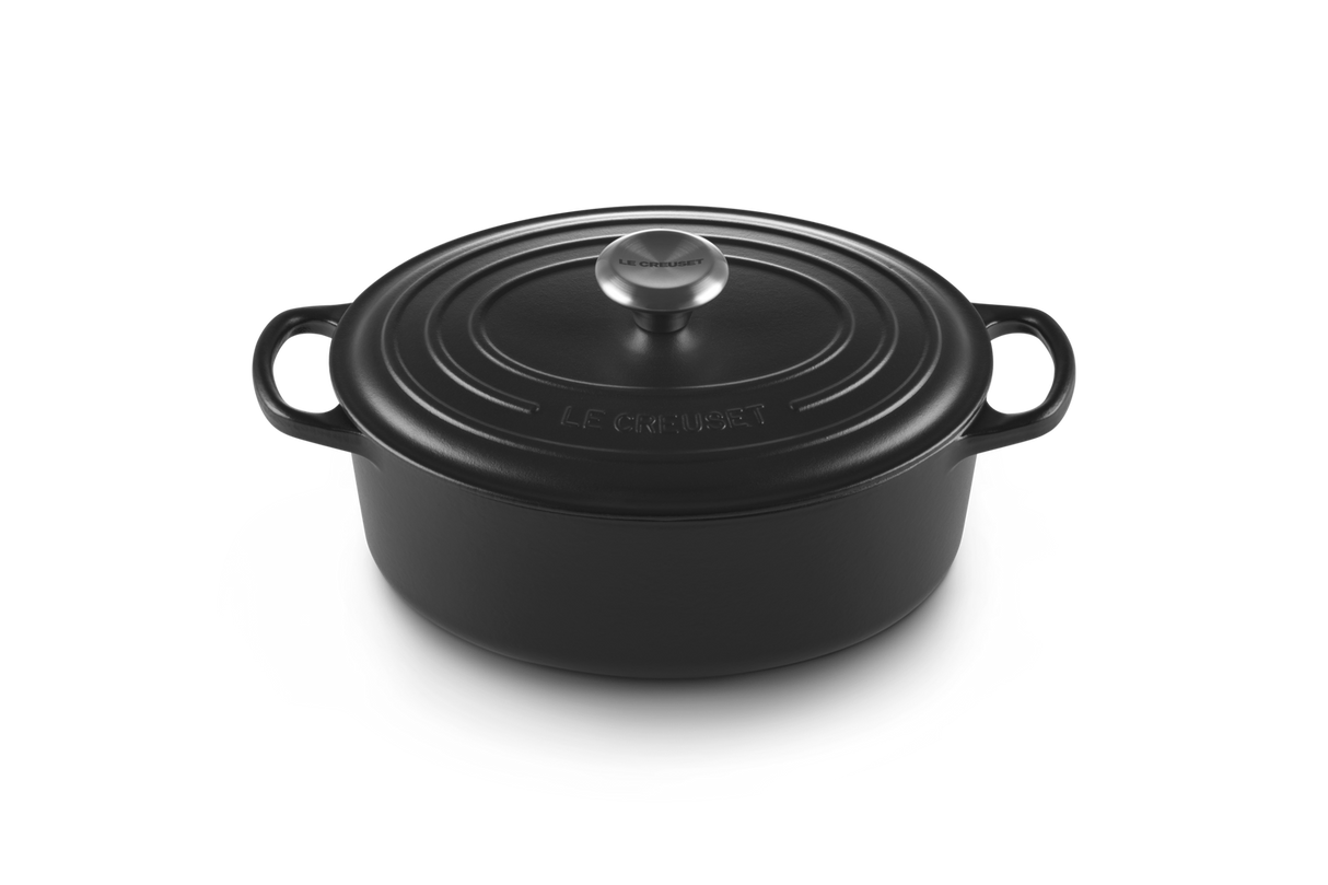 Le Creuset Signature 27cm Cast Iron Oval Casserole - Satin Black | 21178272202430