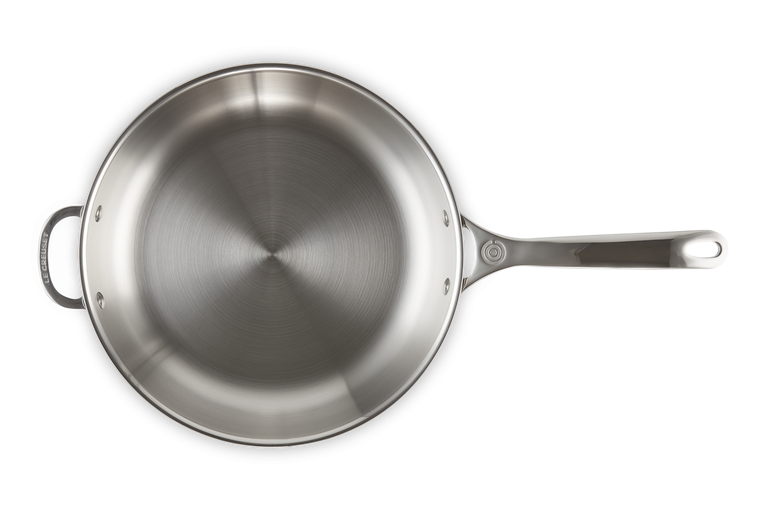 Le Creuset Signature 28cm Uncoated Frying Pan with Helper Handle - Stainless Steel | 96600228000100