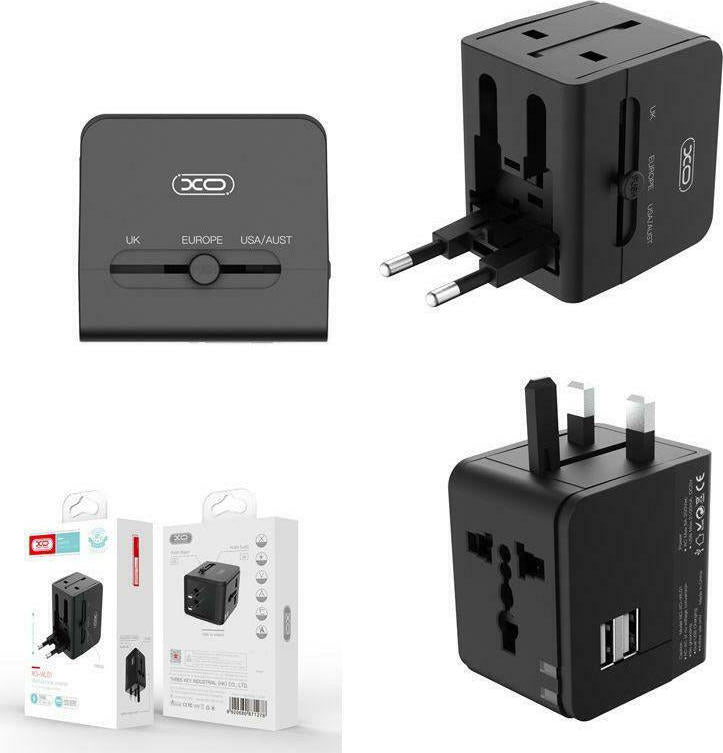 XO World Travel Adapter 2xUSB - Black | EXSXO-WL01