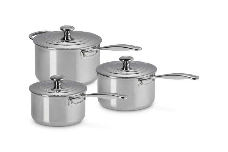 Le Creuset Signature 3-ply 3-piece Saucepan Set - Stainless Steel | 54811000010001