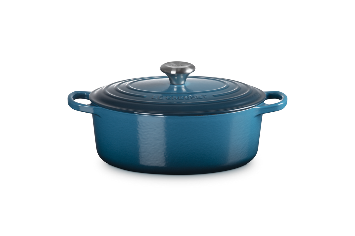 Le Creuset Signature 27cm Cast Iron Oval Casserole - Deep Teal | 21178276422430