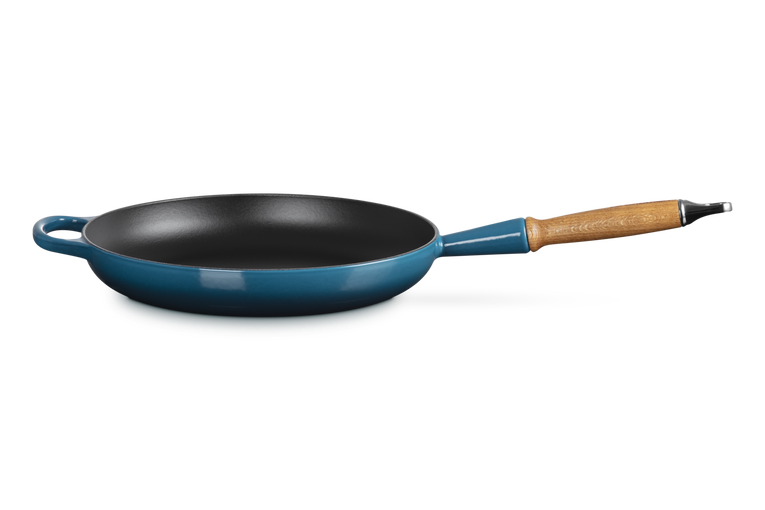 Le Creuset 28cm Cast Iron Frying Pan with Wooden Handle - Deep Teal | 20258286420422