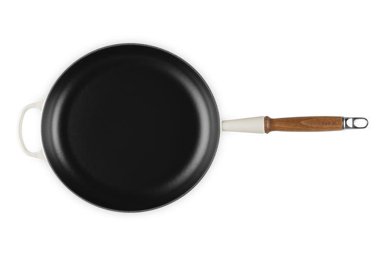 Le Creuset 28cm Cast Iron Frying Pan with Wooden Handle - Meringue | 20258287160422