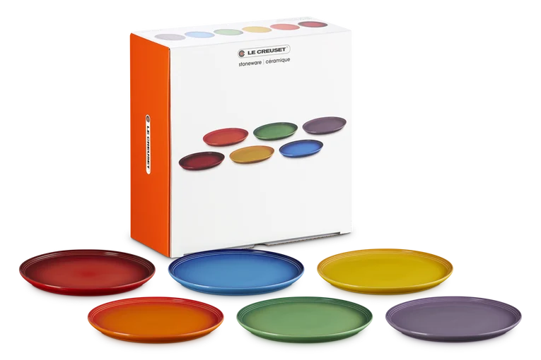 Le Creuset Stoneware Rainbow Set of 6 Dinner Plates | 79357005218000