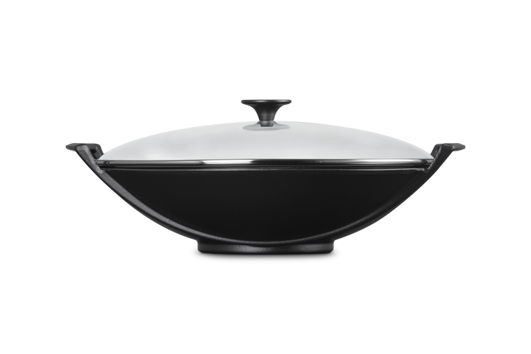Le Creuset 36cm Cast Iron Wok & Glass Lid - Satin Black | 25304360000460