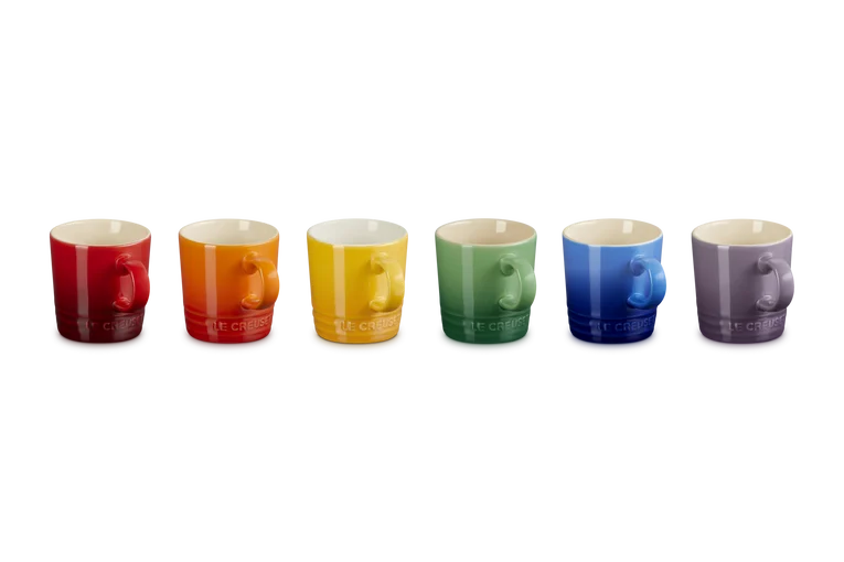 Le Creuset 320ml Stoneware Rainbow Set of 6 Espresso Mugs | 79114105219030