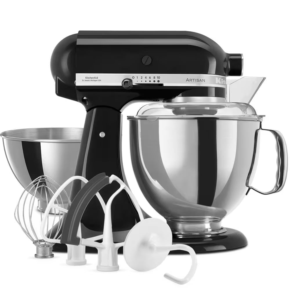 KitchenAid Mixer Tilt-Head 4.8L Artisan With Accessories - Onyx Black | 5KSM175PSBOB