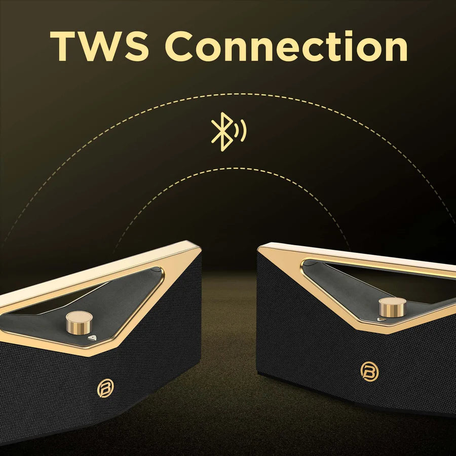 Bugani Brief Pro Portable Bluetooth Speaker with Hi-Res Audio - Black & Gold | BS12303