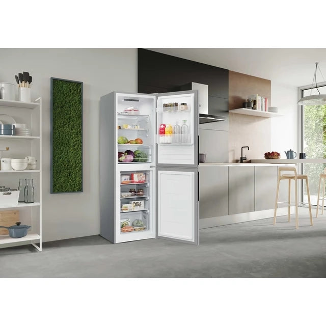 Hoover Freestanding Fridge Freezer - Silver | HVT3CLECKIHS-1
