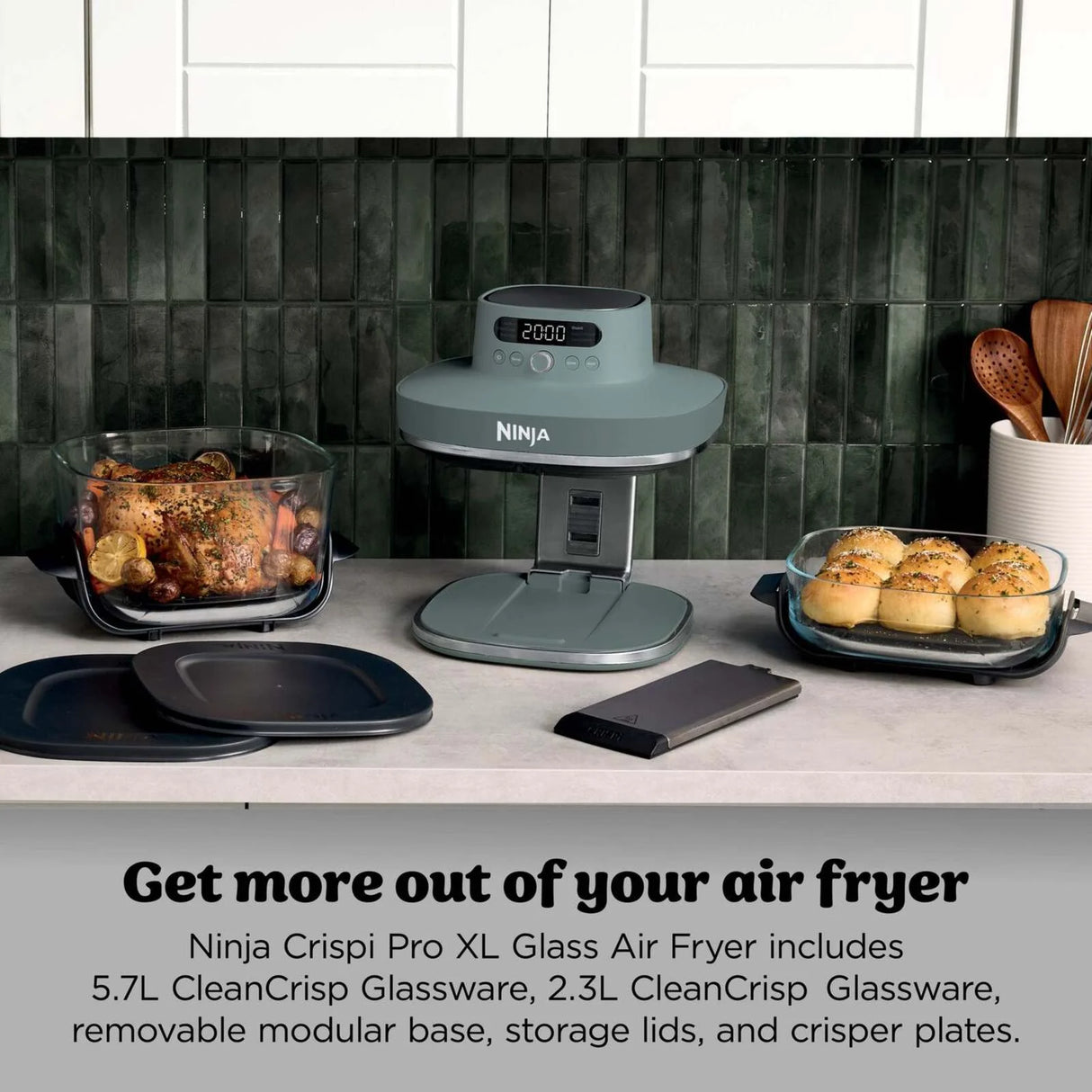 Ninja CRISPi PRO 7-in-1 XL Glass Air Fryer - Ash Grey | AS101UKGY