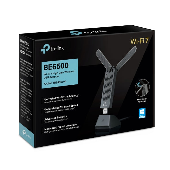 TP Link BE6500 Wi-Fi 7 High Gain Wireless USB Adapter | ARCHERTBE400UH