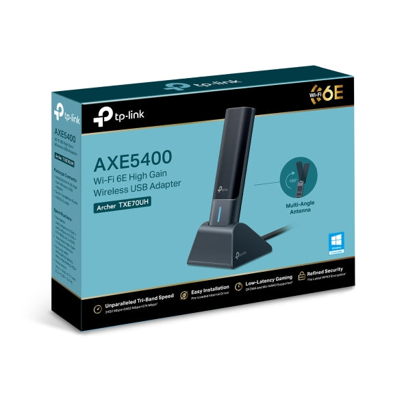 TP Link AXE5400 Wi-Fi 6E High Gain Wireless USB Adapter | ARCHERTXE70UH