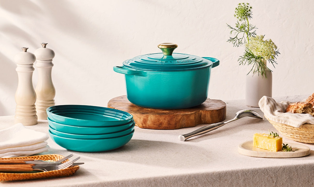 Le Creuset Signature 20cm Cast Iron Round Casserole - Bleu Riviera | 21177200994450