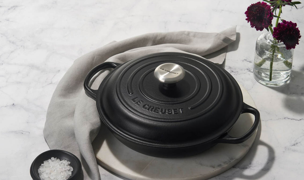 Le Creuset Signature 26cm Cast Iron Shallow Casserole - Satin Black | 21180260002430