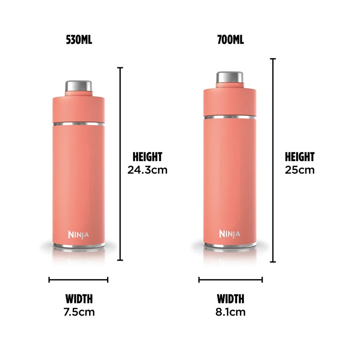 Ninja Thirsti 530 ml Travel Bottle – Coral | DW1801EUUKPE