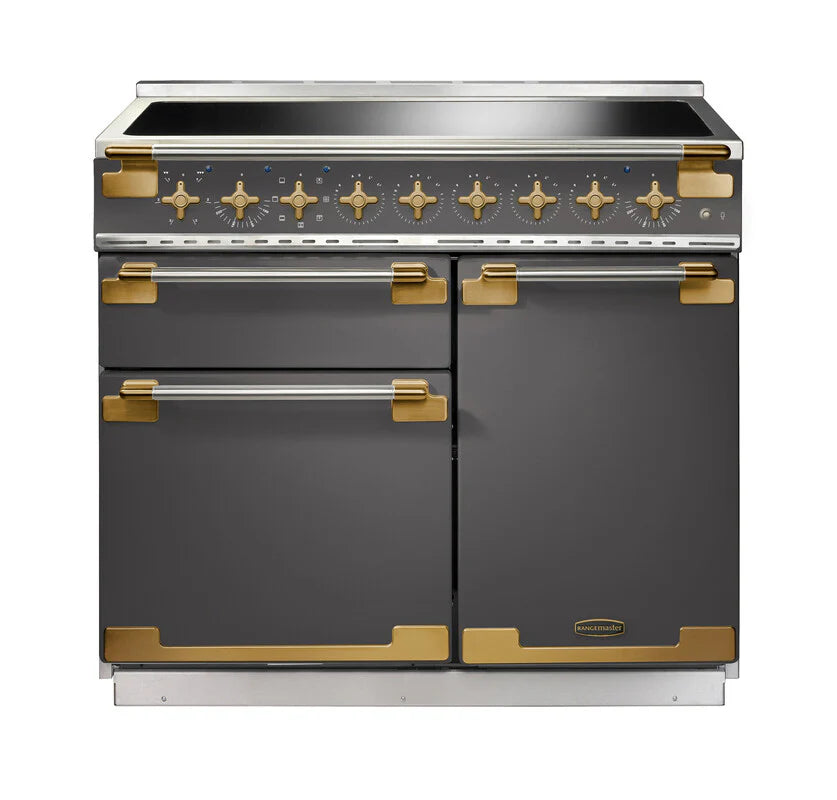 Rangemaster Elise Luxe 100cm Induction Range Cooker - Slate & Brass | ELS100EISL/AB