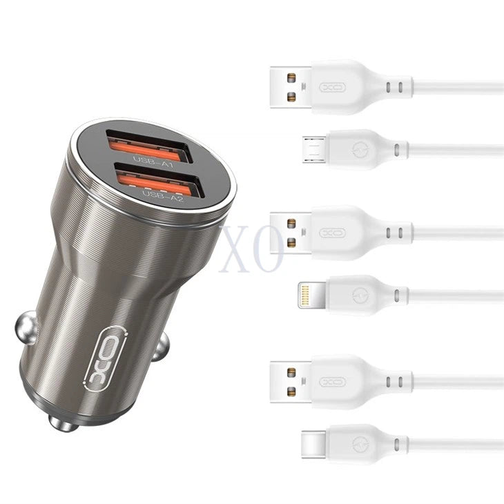 XO Dual USB-A Port Car Charger - Black | EXSXO-CC48