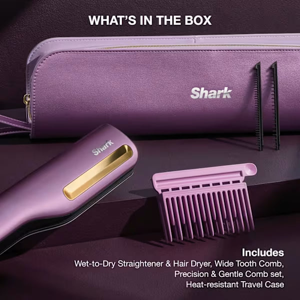 Shark SilkiPro Straight Hair Straightener & Dryer - Plum Satin | HT401UKPU