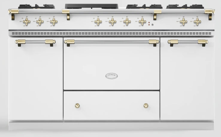 Lacanche Classic 150cm Dual Fuel Range Cooker - White & Brass | LCF1532CTCT