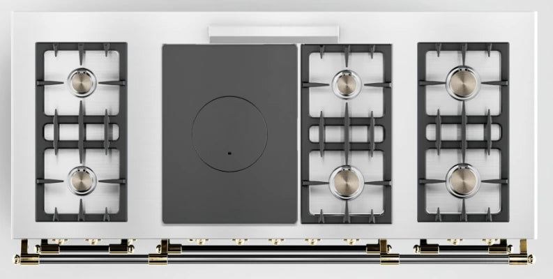 Lacanche Classic 150cm Dual Fuel Range Cooker - White & Brass | LCF1532CTCT