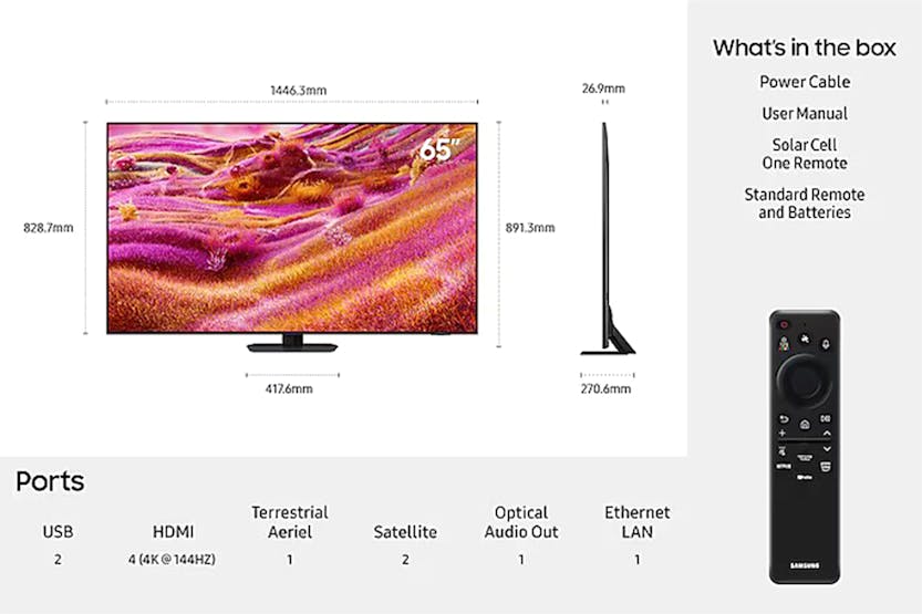 Samsung QN90F 65" 4K HDR Neo QLED Smart TV (2025) | QE65QN90FATXXU