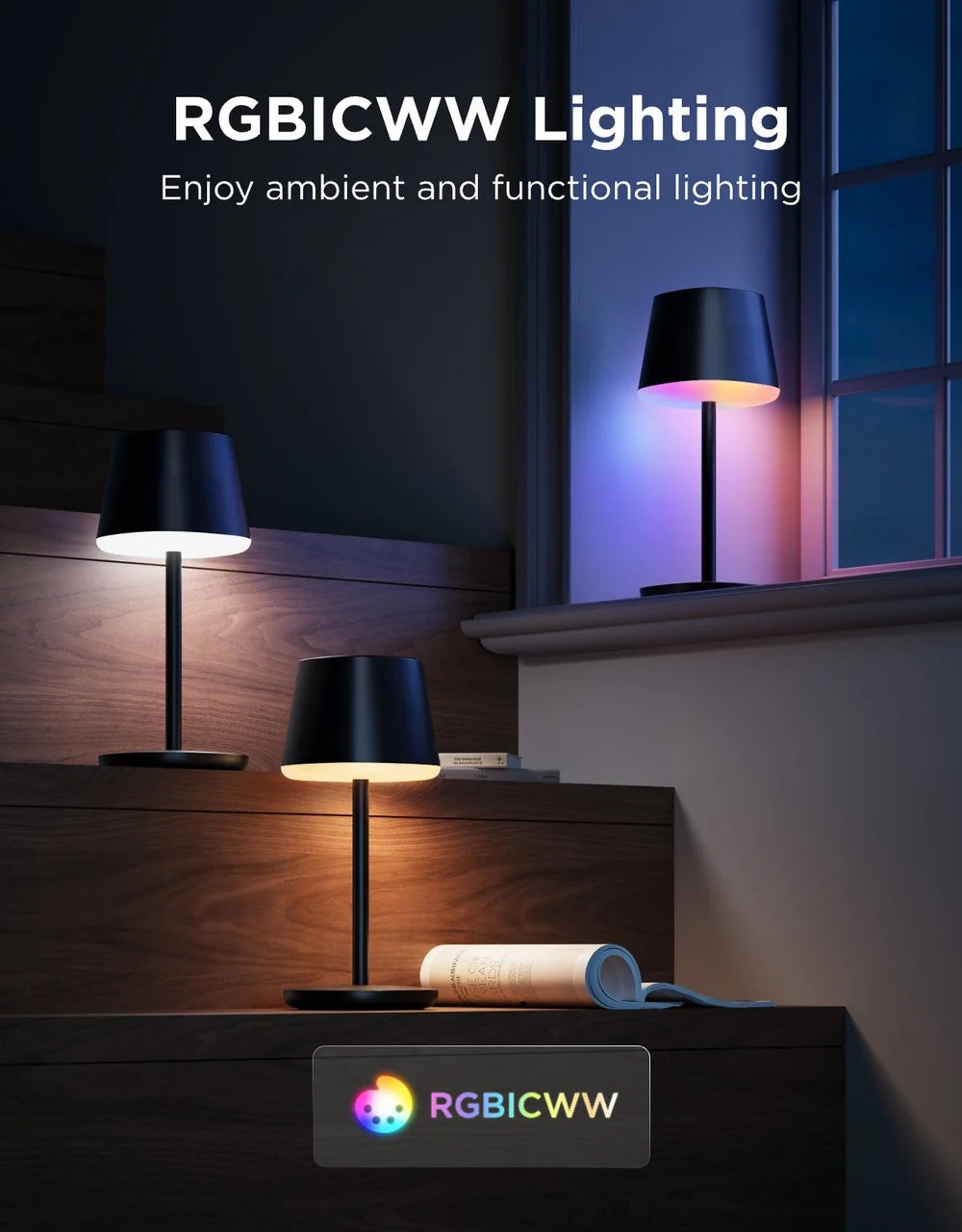 Govee Classic Cordless Smart Table Lamp - Black | R1741B11