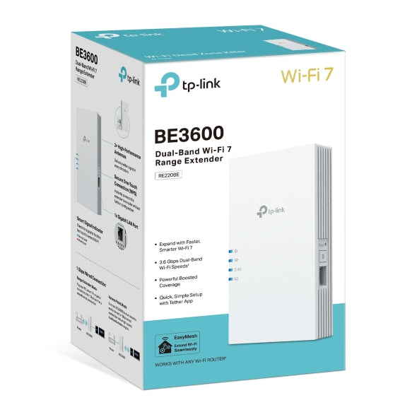 TP Link BE3600 Dual-Band Wi-Fi 7 Range Extender | RE220BE