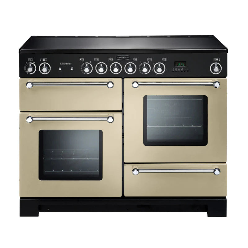 Rangemaster Kitchener 110cm Ceramic Range Cooker - Cream & Chrome | KCH110ECCR/C