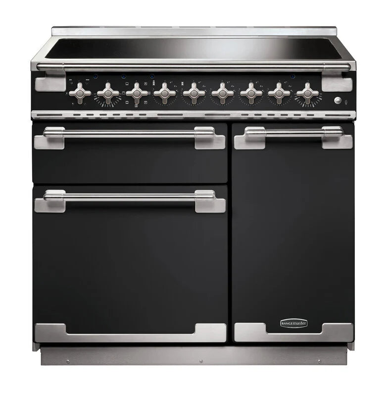 Rangemaster Elise 90cm Induction Range Cooker - Charcoal Black & Brushed Nickel | ELS90EICB/