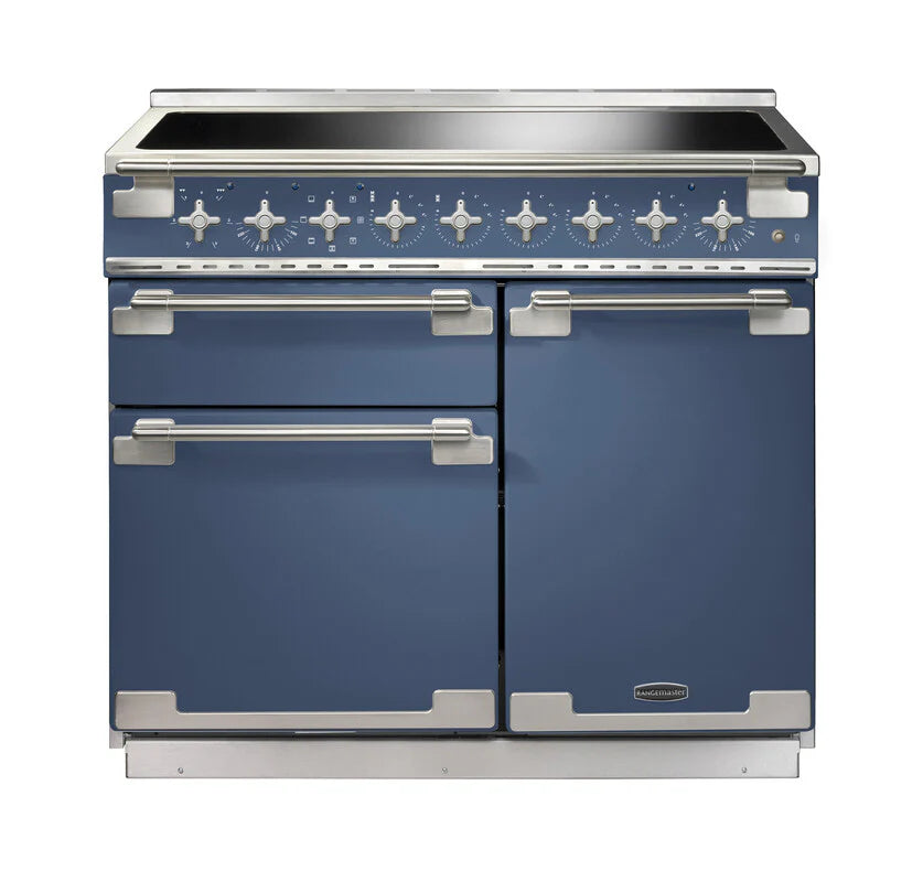 Rangemaster Elise 100cm Induction Range Cooker - Stone Blue & Brushed Nickel | ELS100EISB/