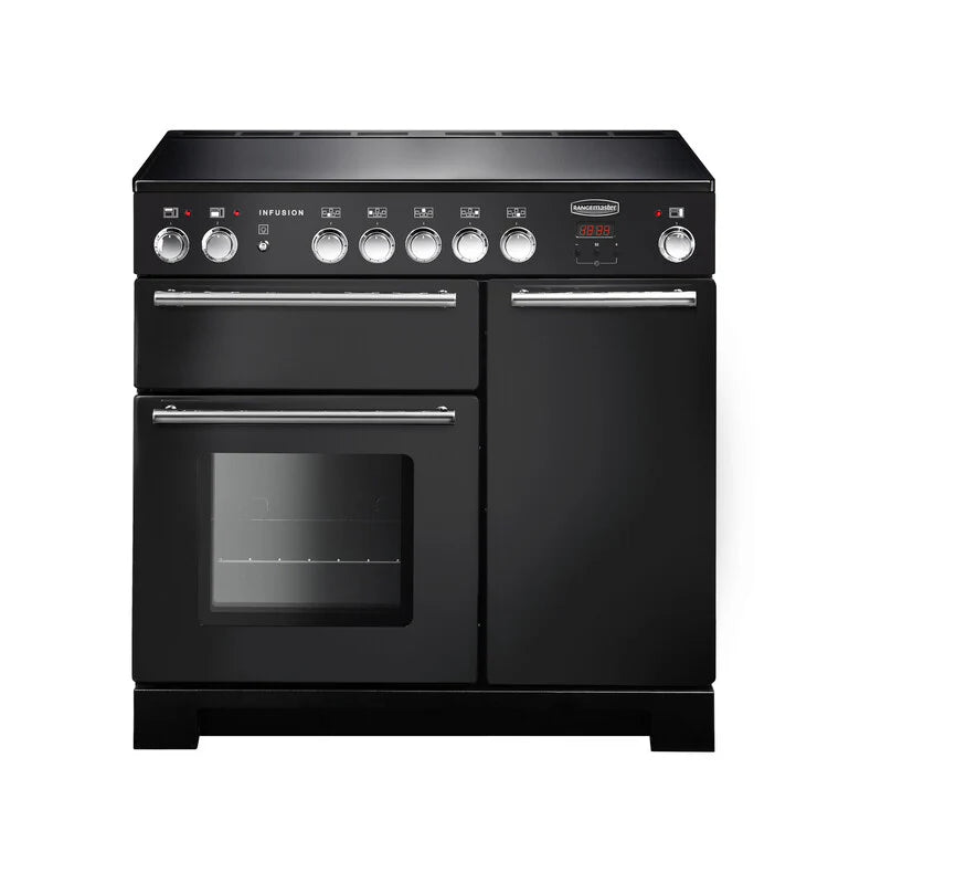 Rangemaster Infusion 90cm Induction Range Cooker - Charcoal Black & Chrome | INF90EICB/