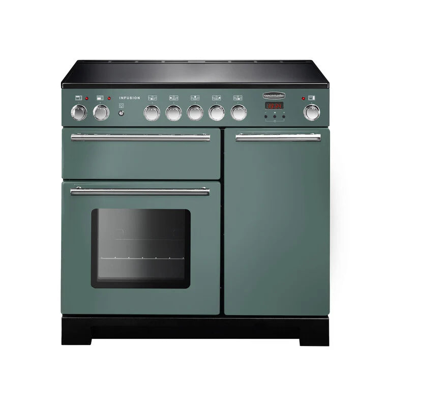 Rangemaster Infusion 90cm Induction Range Cooker - Mineral Green & Chrome | INF90EIMG/