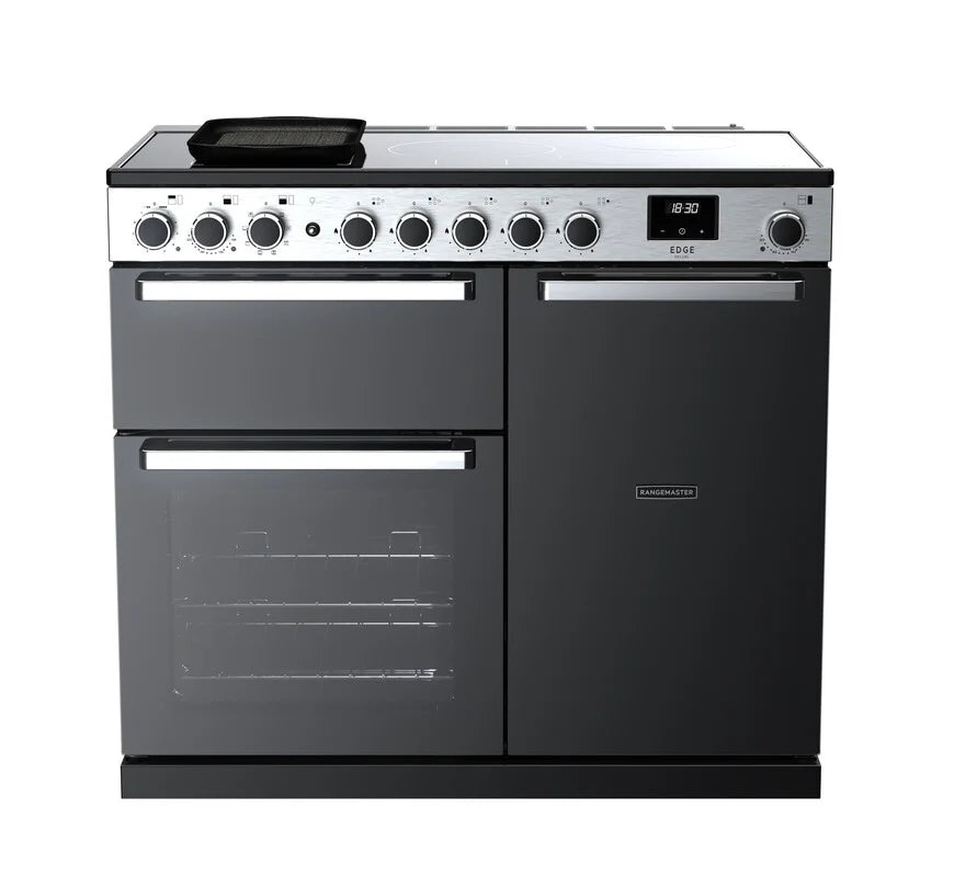 Rangemaster Edge 100cm Induction Range Cooker - Glossy Black & Chrome | EDDL100EIGBLK/CM1