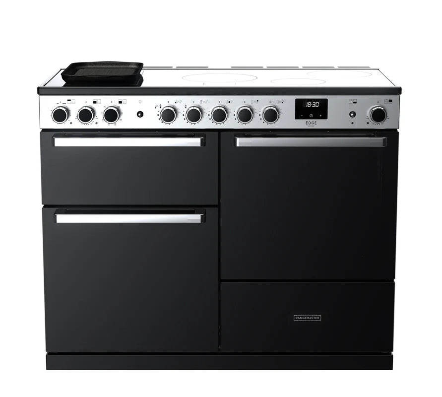 Rangemaster Edge 110cm Induction Range Cooker - Glossy Black & Chrome | EDDLO110EIGBLK/CM1