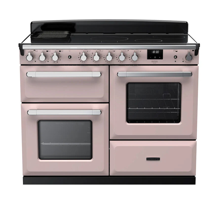 Rangemaster Estel 110cm Induction Range Cooker - Pale Pink & Chrome | ESDLO110EIPPPK/CM1