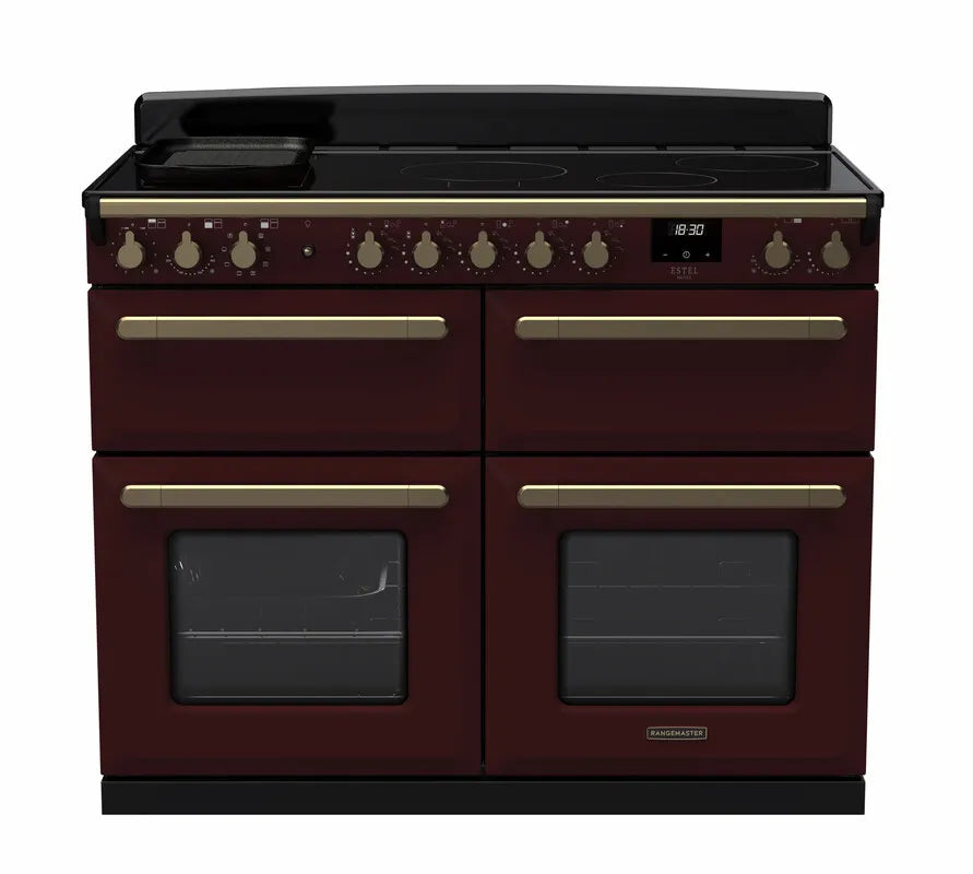 Rangemaster Estel 110cm Induction Range Cooker (Slow Cook) - Bordeaux & Brass | ESDLB110EIPBOR/AB1