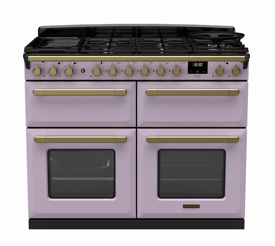 Rangemaster Classic 110cm Dual Fuel Range Cooker (Slow Cook) - Heather & Brass | ESDLB110DFPHTH/AB1
