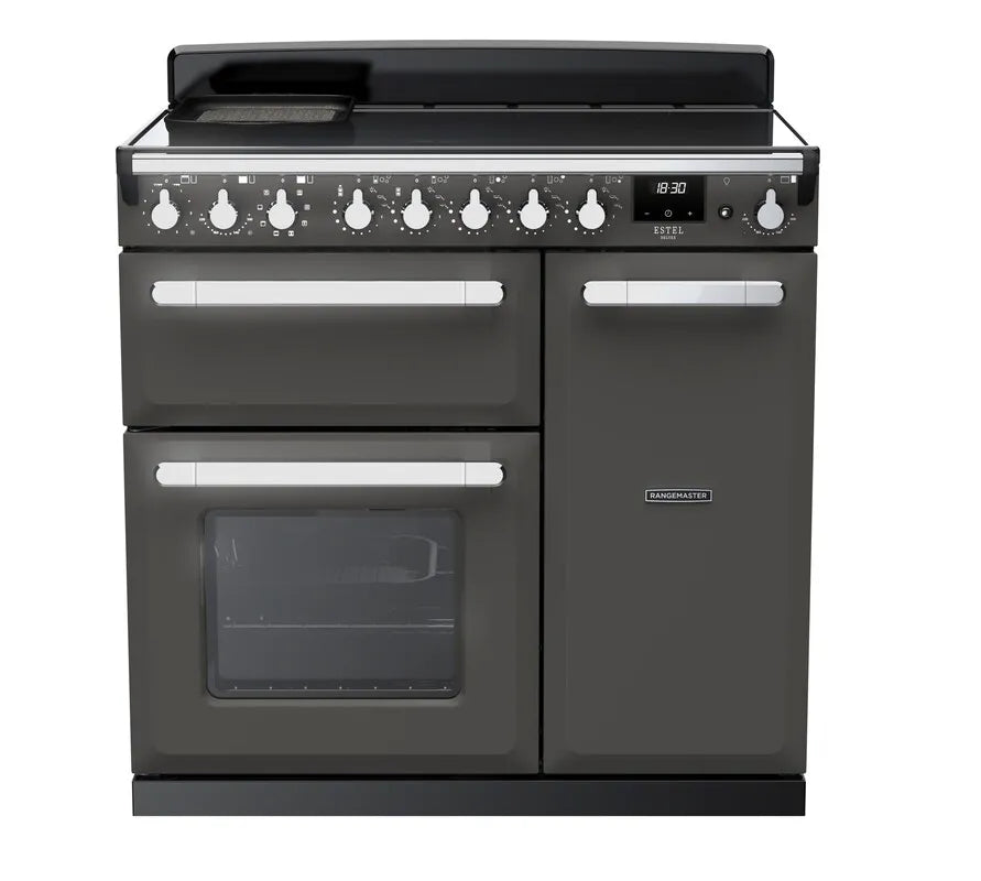 Rangemaster Estel 90cm Induction Range Cooker - Slate & Chrome | ESDL90EIPSLT/CM1