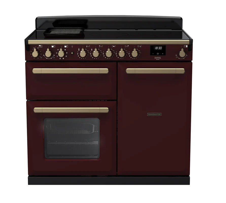 Rangemaster Estel 100cm Induction Range Cooker - Bordeaux & Brass | ESDL100EIPBOR/AB1