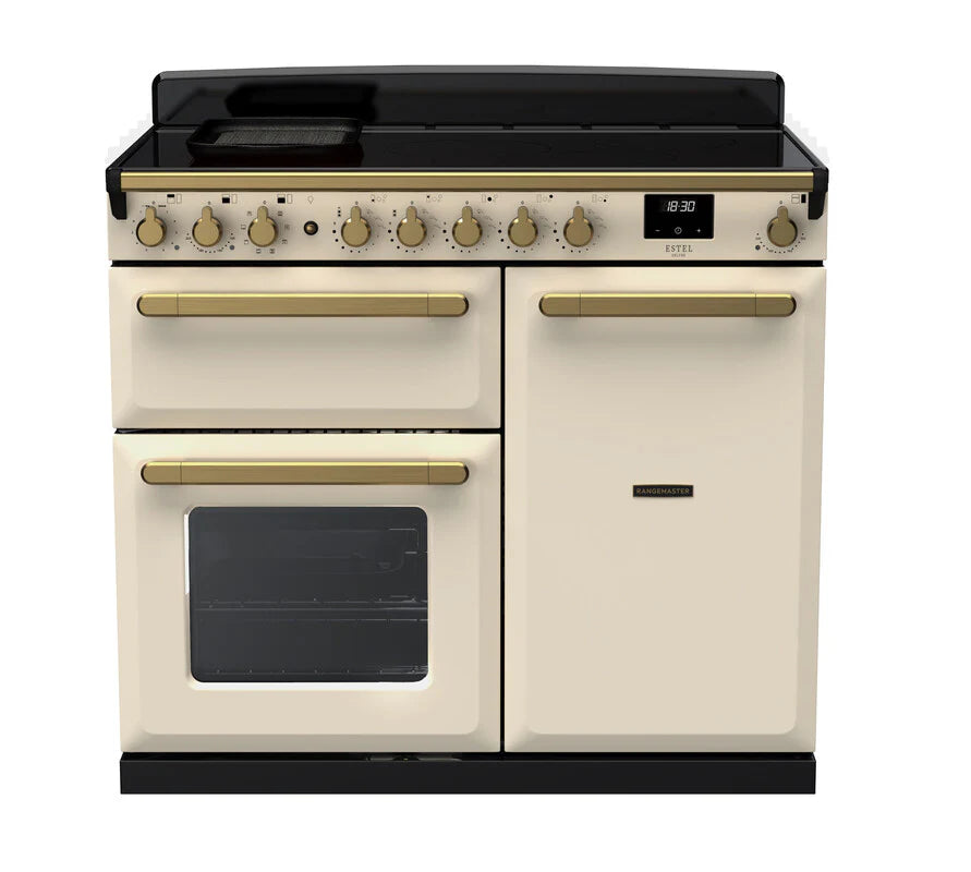 Rangemaster Estel 100cm Induction Range Cooker - Pale Cream & Brass | ESDL100EIPPCR/AB1