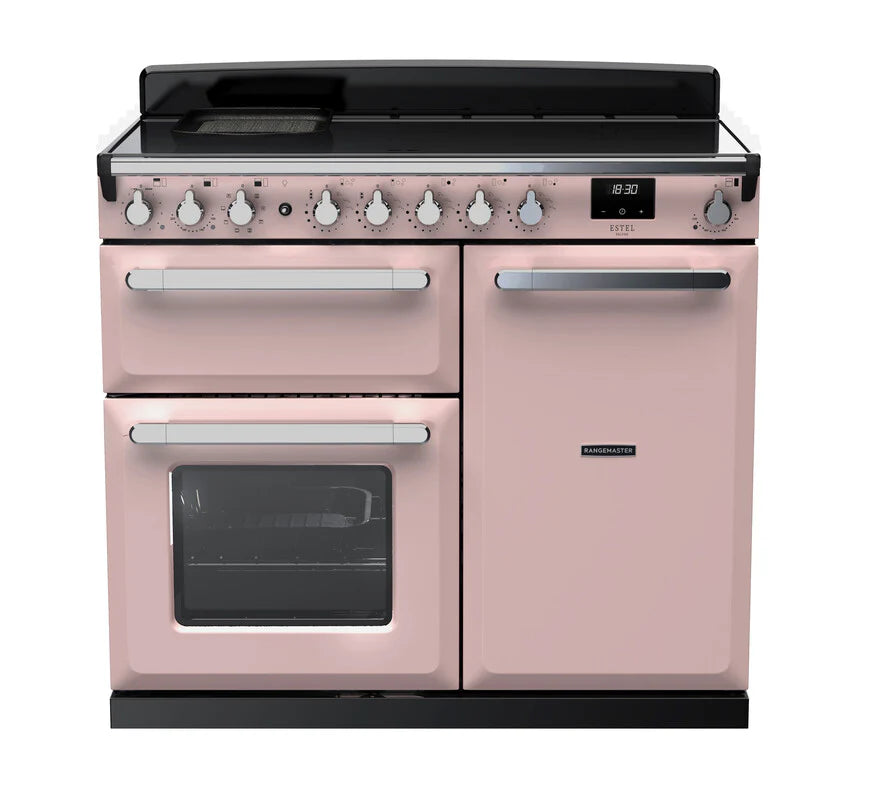 Rangemaster Estel 100cm Induction Range Cooker - Pale Pink & Chrome | ESDL100EIPPPK/CM1