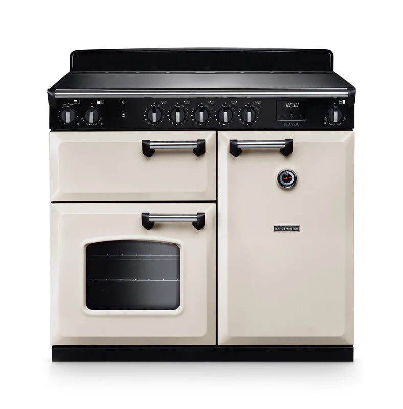 Rangemaster Classic 100cm Induction Range Cooker - Pale Cream & Chrome | CL100EIPPCR/CM1