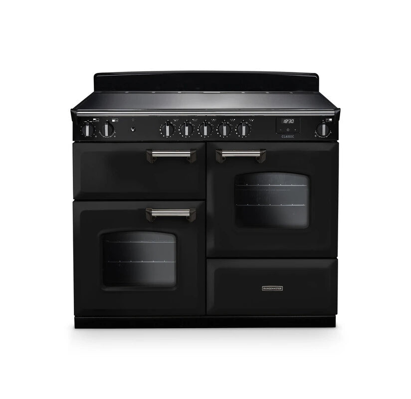 Rangemaster Classic 110cm Induction Range Cooker - Glossy Black & Chrome | CLO110EIPGBL/CM1