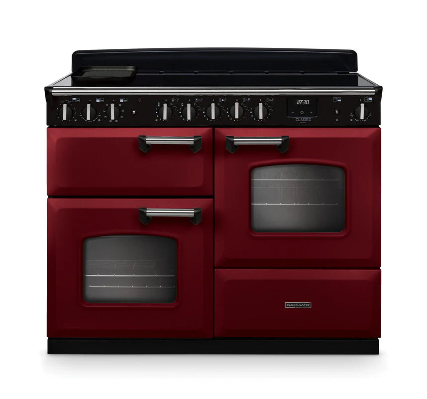 Rangemaster Classic Deluxe 110cm Dual Fuel Range Cooker (Slow Cook) - Pale Cream & Brass | CLDLB110DFPPCR/AB1
