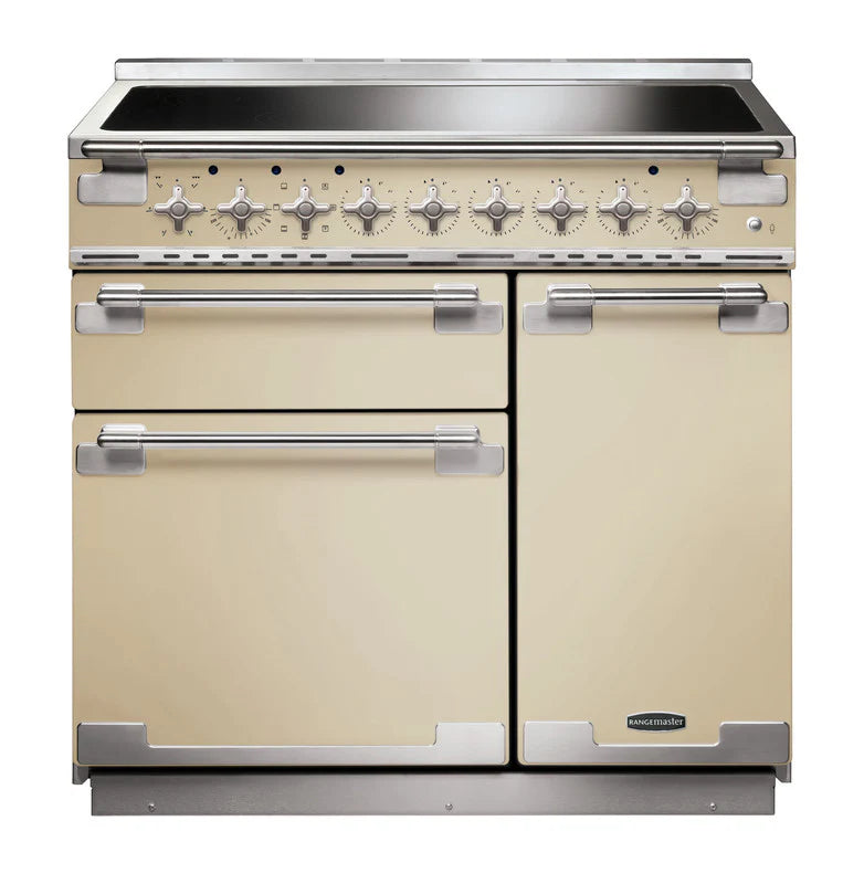 Rangemaster Elise 90cm Induction Range Cooker - Cream & Brushed Nickel | ELS90EICR/