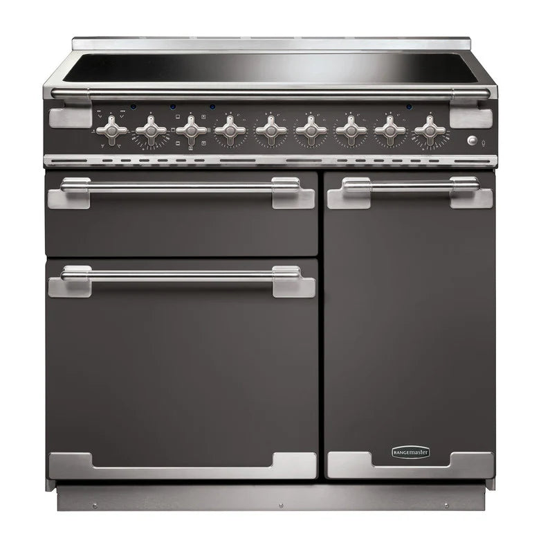 Rangemaster Elise 90cm Induction Range Cooker - Slate & Brushed Nickel | ELS90EISL/