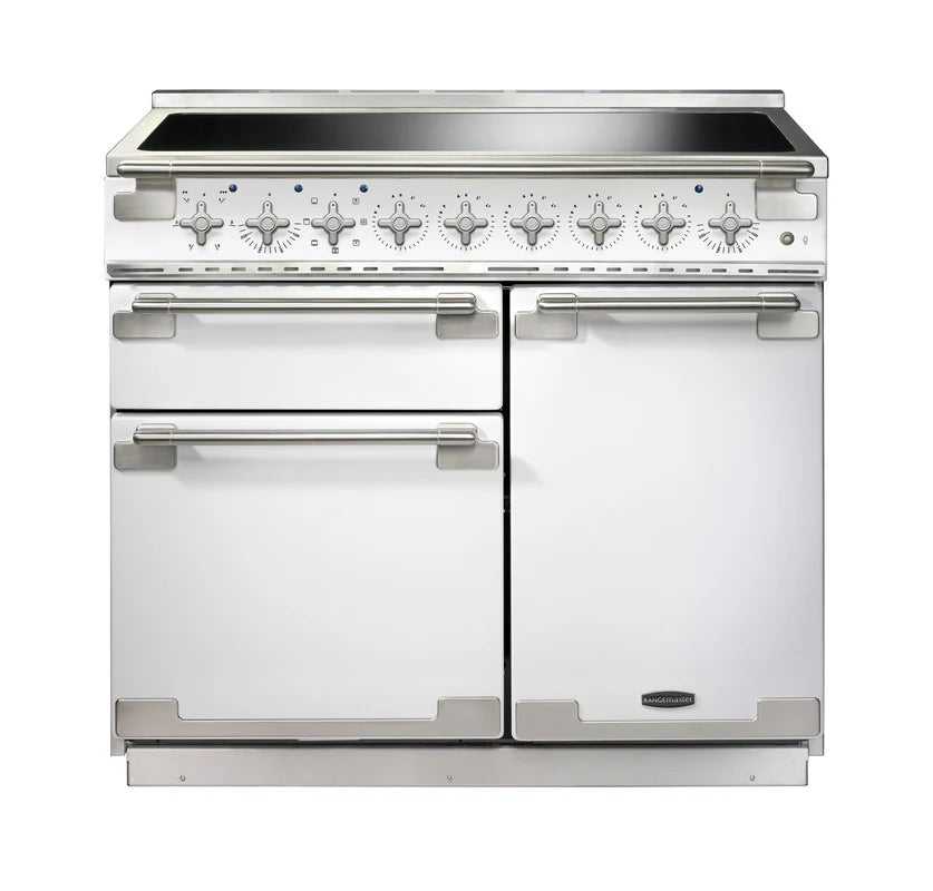 Rangemaster Elise 100cm Induction Range Cooker - White & Brushed Nickel | ELS100EIWH/